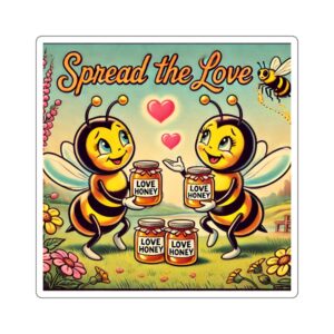 "Spread The Love" Hopping Honey 3" x 3" Sticker Pack of 3